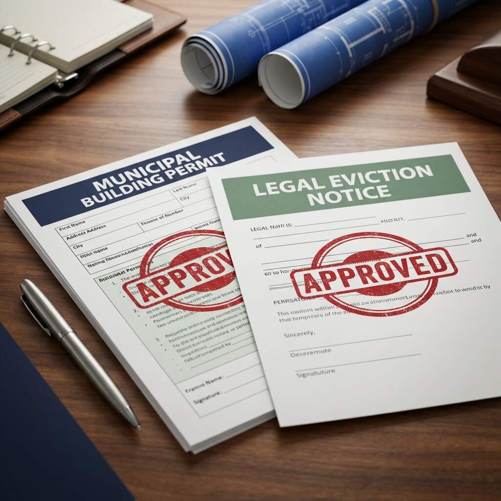 Municipal Building Permit and Legal Eviction Notice